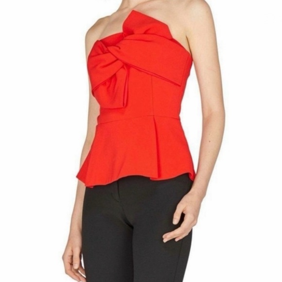Adelyn Rae Tops - Anthropology Adelyn Rae Red Strapless Bow Top Size Small ✨
